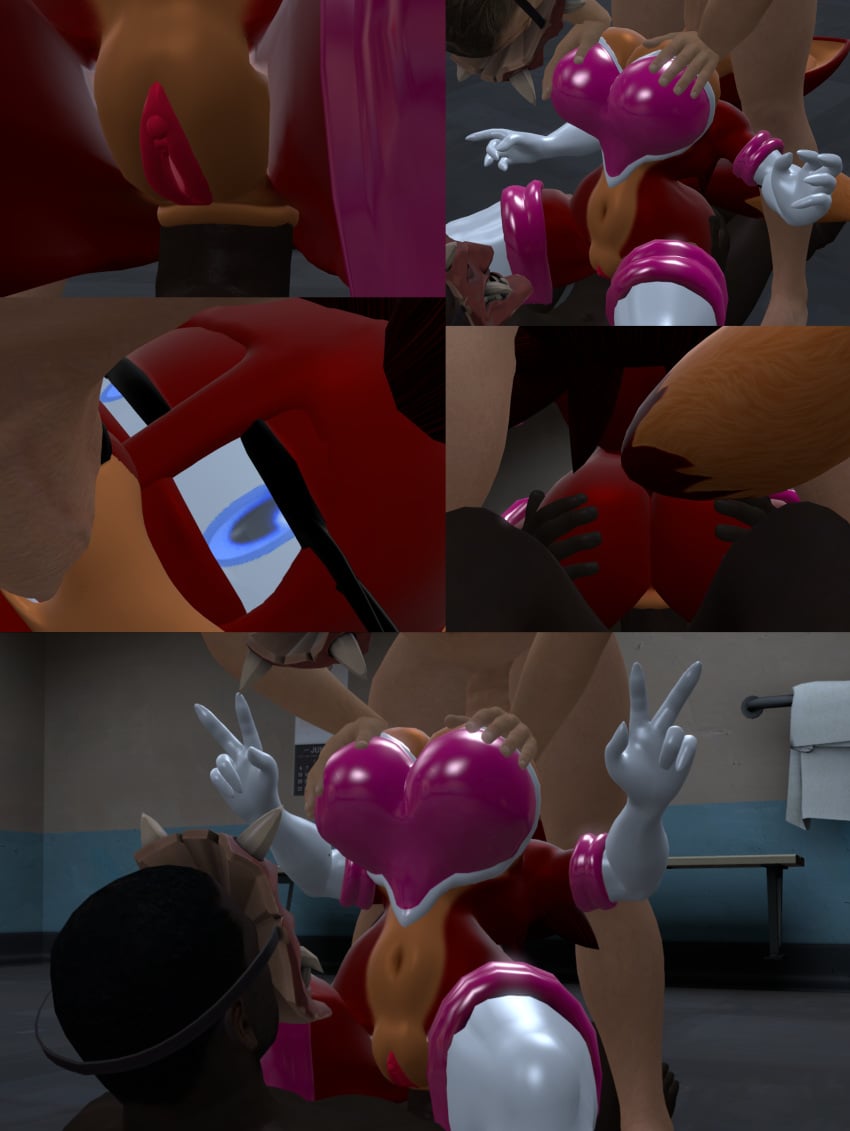 1girls 3d blowjob blue_eyes boots breast_grab deepthroat elbow_gloves female fiona_fox fox gloves high_heels huge_breasts human human_on_anthro kneehighs male_human/female_anthro male_on_anthro oral peace_sign red_fur red_hair rouge_the_bat_(cosplay) sonic_(series) source_filmmaker supersaiyan24 unseen_male_face