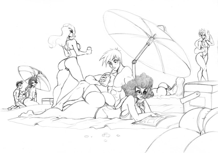 2boys 6girls athletic athletic_female athletic_male background_characters beach bikini bikini_bottom bikini_top breasts bubble_ass bubble_butt bust busty curvaceous curves curvy curvy_body curvy_female curvy_females curvy_figure curvy_hips dat_ass disney drawing drawn fat_ass female glasses henrik-drake hhammerh hourglass_figure kim_possible legs mature mature_female mature_male mature_woman monochrome mrs._rockwaller multiple_girls ron_stoppable round_ass rsahnp sketch straight swimsuit swimwear thick thick_ass thick_legs thick_thighs thighs tonnie_rockwaller umbrella voluptuous white_background