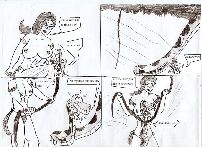 comic disney jking kaa monochrome nipples shanti sketch the_jungle_book