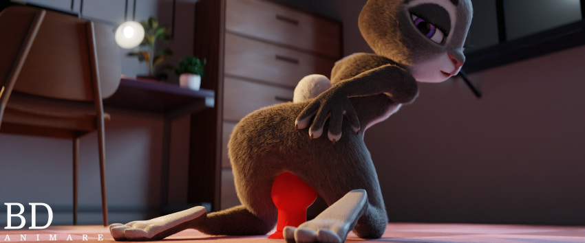 3d absurd_res animal_genitalia animal_penis anthro bdanimare blender_(software) canine_penis dildo disney female flat_chest genitals hi_res judy_hopps lagomorph leporid mammal masturbation night penis rabbit sex_toy zootopia