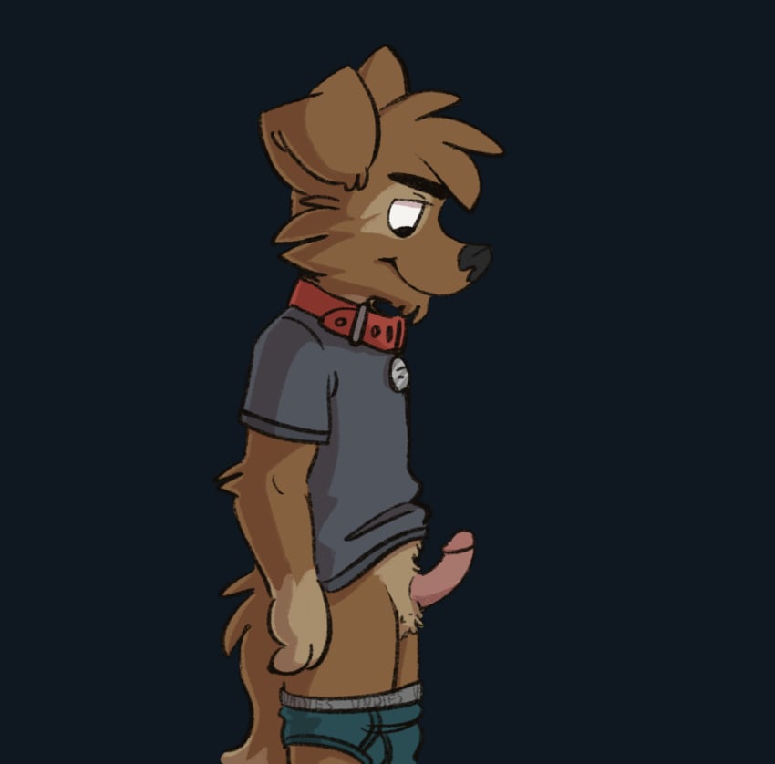 anthro briefs canid canine canis clothing collar domestic_dog ejaculation erection genitals hands-free hi_res humanoid_genitalia humanoid_penis male male_only mammal matt_riskely penis solo tinydeerguy underwear underwear_down