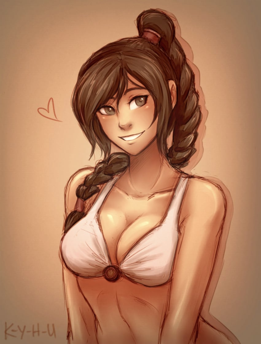 1girls 2d 2d_(artwork) abs avatar_the_last_airbender bangs bare_shoulders belly bikini bikini_top braid brown_hair cleavage clothed clothing colored_sketch cute female_only fire_nation grey_eyes heart hourglass_figure iahfy k-y-h-u large_breasts long_hair looking_at_viewer medium_breasts midriff nickelodeon nonbender pinup sketch smile solo straight_hair swimsuit ty_lee upper_body