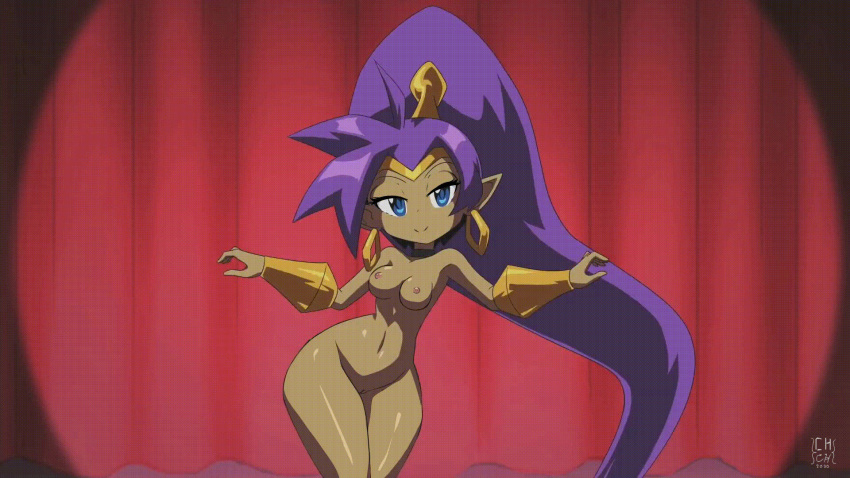 1girls animated big_breasts blue_eyes bottomless bouncing_breasts breasts charcoal_chalk dancing dark-skinned_female dark_skin edit female_only genie gif human long_hair nipples nude nude_female nude_filter pointy_ears purple_eyes purple_hair pussy shaking shantae shantae_(character) shantae_and_the_seven_sirens smooth_skin solo solo_female topless uncensored