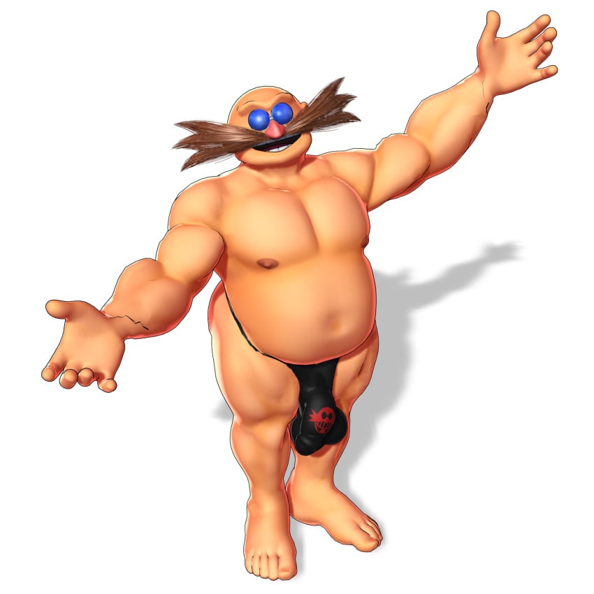 1boy 3d 3d_(artwork) bald bald_male black_speedo bulge clothing dr._eggman eggman facial_hair fat fat_male feet full_body gloves human human_only light-skinned_male light_skin looking_at_viewer makioria male male_only mammal mature_male mostly_nude mostly_nude_male mustache obese obese_male open_mouth overweight overweight_male part_2 sega solo solo_focus solo_male sonic_(series) sonic_the_hedgehog_(series) speedo transparent_background white_gloves