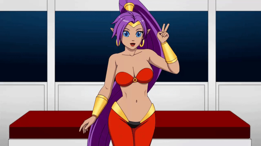 animated big_breasts blue_eyes female female_only pinoytoons pinup pose purple_hair shantae shantae_(character) showcase slideshow smooth_skin solo tagme