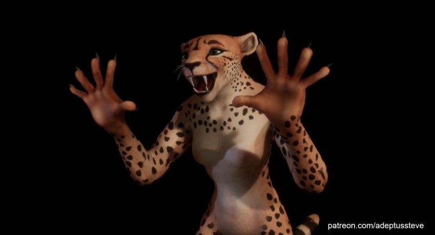 cheetah claws fangs female nude smile solo solo_female solo_focus zuri zuri_(wild_life)