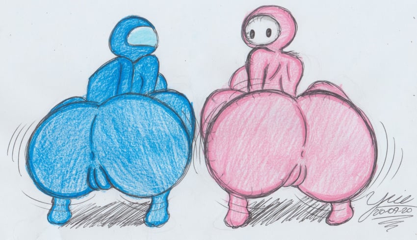 among_us big_ass blue_(among_us) chocoalien001 crossover fall_gal fall_gals fall_guys female_only proto23719395 twerking what yulza_aradoka