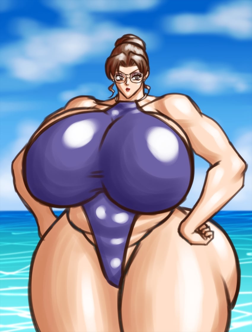 1girls big_breasts breasts brown_hair brunette_hair chubby chubby_female detective_conan enormous_breasts eri_kisaki female female_focus female_only giant_breasts gigantic_breasts glasses huge_breasts hyper_breasts large_breasts massive_breasts negoto_(nego6) swimsuit tagme thick_thighs thighs