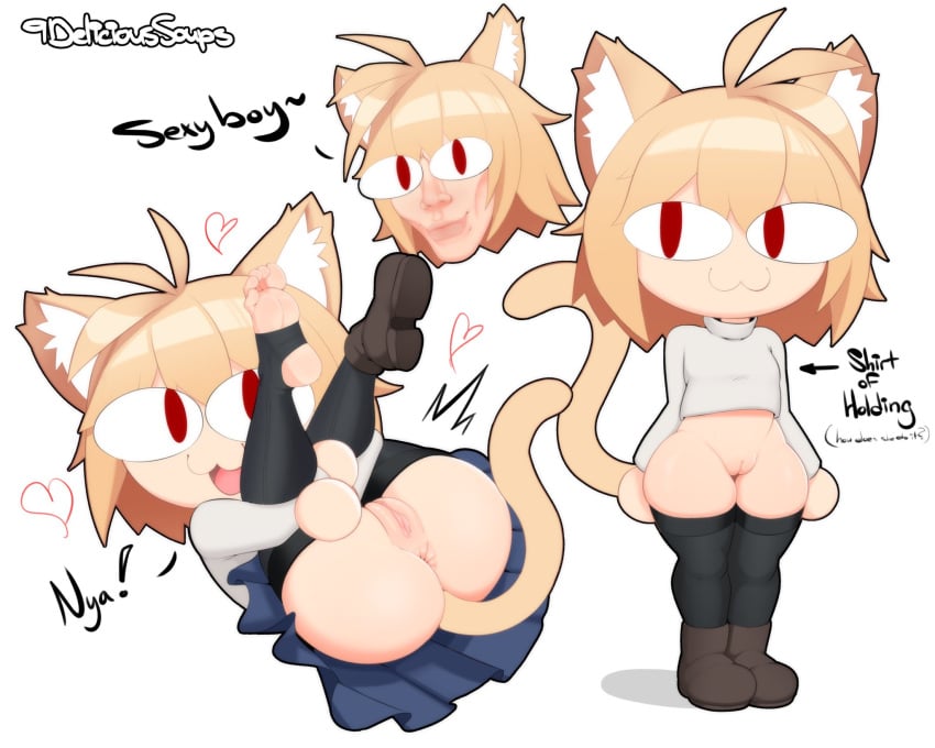 1girls 2d :3 animal_ears animal_humanoid animal_tail ass ass_focus back_view bbl big_ass big_butt black_clothing black_legwear black_thigh_highs blonde_hair bottomless cat_ears cat_humanoid cat_tail catgirl clothed clothing delicioussoup exposed_ass eye_contact fat_ass felid felid_humanoid feline feline_humanoid female female_only genitals hi_res huge_ass humanoid inner_ear_fluff legwear looking_at_viewer looking_back looking_back_at_viewer mammal mammal_humanoid melty_blood mewing mob_face mogger neco-arc no_panties presenting presenting_hindquarters pupils pussy rear_view red_eyes shirt short_hair shortstack showing_ass simple_background skirt skirt_lift skirt_up slit_pupils smile solo solo_female solo_focus standing stockings sweater tail tan_body tan_skin text thick_thighs thigh_highs thighhighs thighs topwear tsukihime tuft type-moon white_background white_clothing white_shirt white_topwear wide_hips