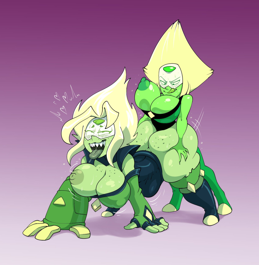 1futa 1girls ahe_gao ambiguous_penetration ass breasts daredemon7000 deep_penetration fangs female freckles futanari gem_(species) limb_enhancers nipples on_all_fours peridot_(steven_universe) selfcest steven_universe stomach_bulge tagme thick_thighs tongue_out visor voluptuous