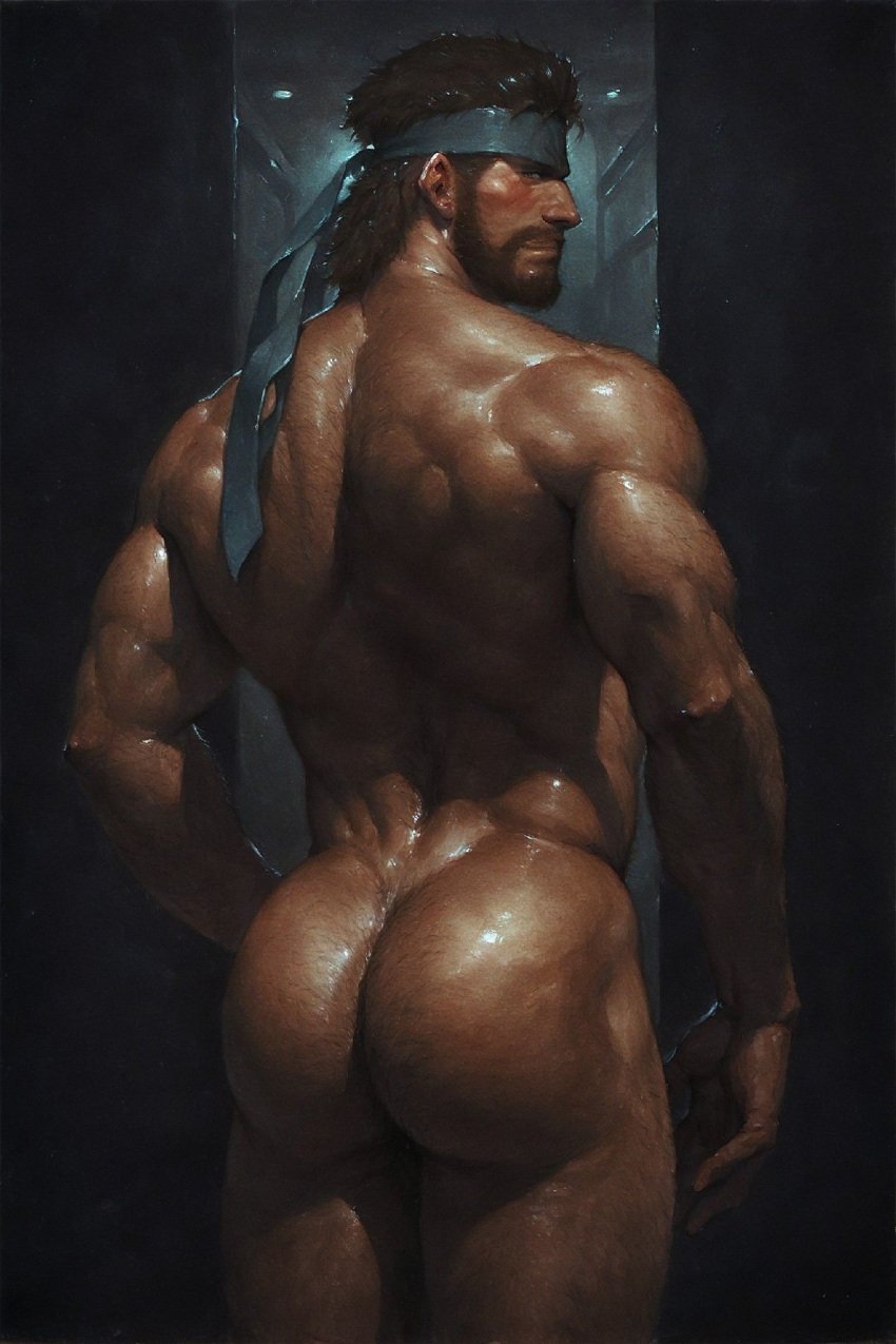 ai_generated ass bara beard boyfriendai daddy konami male male_only manly mature_male metal_gear metal_gear_solid muscular_back muscular_male solid_snake