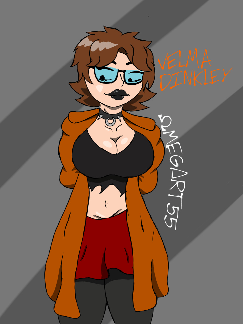 big_ass big_breasts big_butt black_eyes black_lipstick brown_hair glasses goth goth_girl gothic long_legs omegart55 only_female scooby-doo velma_dinkley white_body white_skin