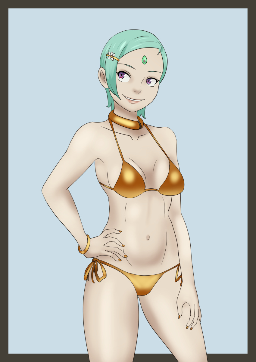 1girls bikini eureka eureka_seven gold_bikini golden_bikini golden_weel junopea