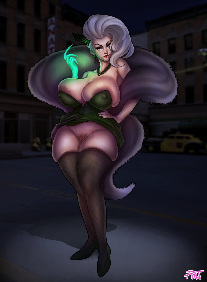 1girls deadlock hourglass_figure huge_breasts lady_geist light-skinned_female rajangnsfw stockings tight_fit white_hair