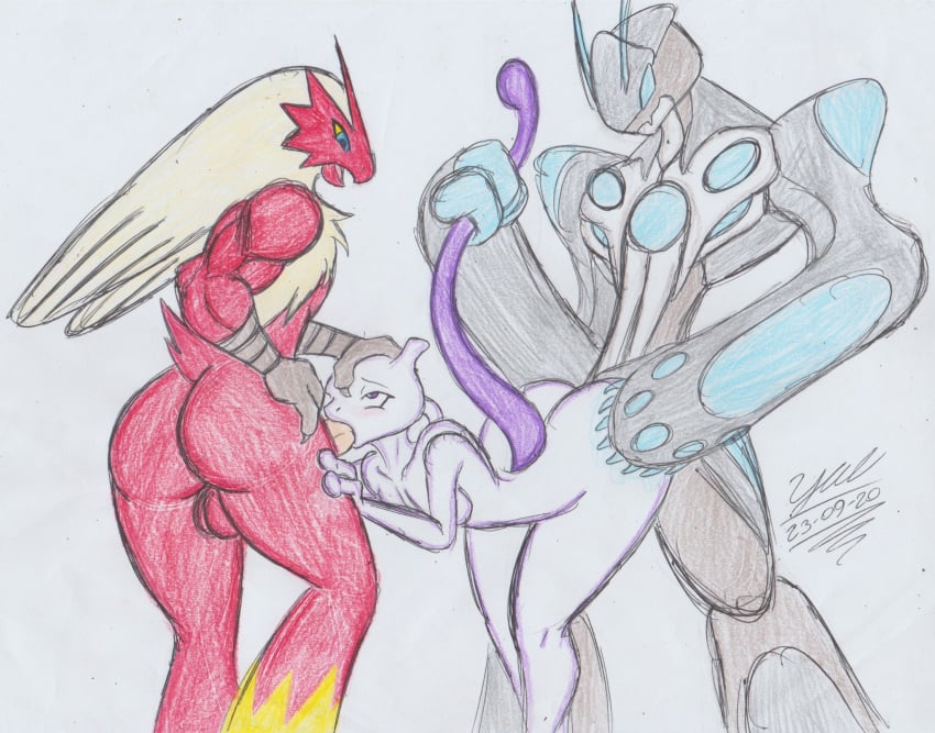 alien blaziken males_only mewtwo original_character pokemon pokemon_(species) proto23719395 slime yaoi yulza_aradoka