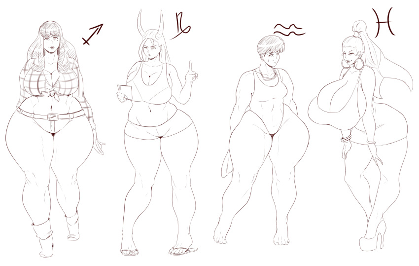 aquarius capricorn high_heels horns huge_ass huge_breasts milf pisces sagittarius sunnysundown swimsuit wide_hips