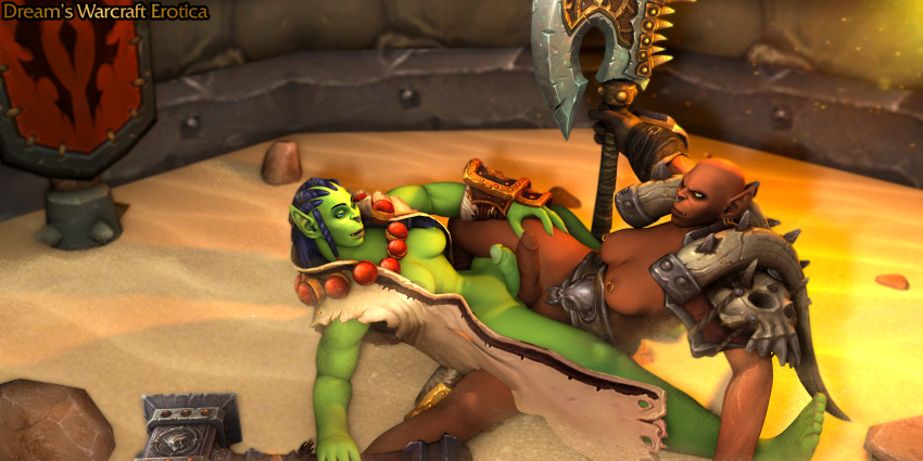 3d breasts dark-skinned_futanari dark_skin dreamswarart frottage futa_on_futa futa_only futanari garrosh_hellscream green_skin orc orc_futanari penis_size_comparison rule_63 thrall warcraft world_of_warcraft wow