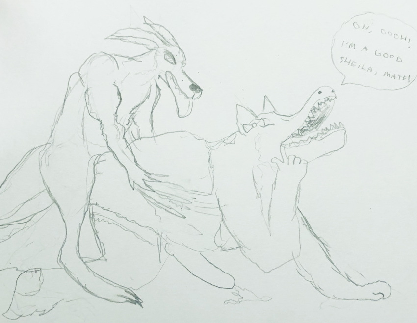 2boys anthro artist_request bleeding crash_(series) crocodile crossdressing dingo dingodile dominant_feral dominant_male domination ejaculation ejaculation_while_penetrated femboy_on_bbc femboy_on_male gay humanoid hybrid kangaroo male male_only moaning_in_pleasure monochrome no_humans non-human non-human_only penetration ripper_roo rough_sex scratch_marks sketch submissive_male tagme_(artist) tongue_out traditional_media_(artwork) video_games yaoi