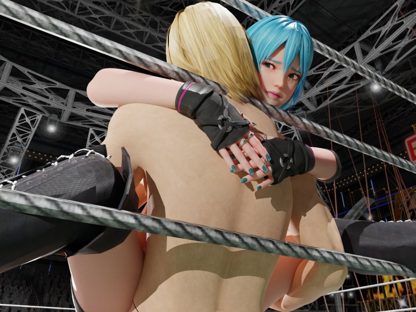 3d boots dead_or_alive eliot_(doa) hug nico_(doa) nigi2 ring sex sitting_on_person straddling thumb_ring