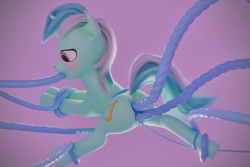 1girls 3d 3d_(artwork) all_three_filled anal anal_sex animal_urethral_insertion anus ass bedroom_eyes blender_(software) blush bodily_fluids bound cutie_mark digital_media_(artwork) equid equine female friendship_is_magic genital_fluids hasbro horn lyra_heartstrings_(mlp) mammal my_little_pony narrowed_eyes ooredelen oral oral_penetration penetration pussy pussy_juice restrained seductive simple_background solo spread_legs spreading tentacle unicorn urethral urethral_insertion urethral_penetration vaginal_penetration