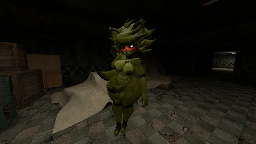 3d black_sclera breasts fexa five_nights_at_freddy's five_nights_at_freddy's_3 fredina's_nightclub futanari ghost ghost_futa heart-shaped_pupils humanoid_penis lustygmodder nude nude_futa one_arm penis phantom_foxy_(fnaf) solo solo_futa