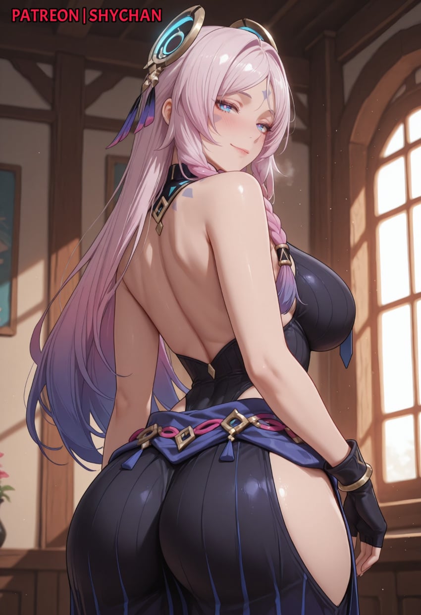 1girl 1girls 2026 ai_generated ass big_ass big_breasts big_thighs blue_eyes blush blush_lines boobs breasts citlali_(genshin_impact) curvy curvy_body curvy_female curvy_figure dress face_markings female female_focus female_only forehead_mark genshin_impact hair_ornament large_ass large_breasts large_thighs light-skinned_female light_skin patreon patreon_username pink_hair shychan sidelocks solo solo_female solo_focus stable_diffusion thick thick_thighs thighs two-tone_hair viewed_from_behind voluptuous voluptuous_body voluptuous_female wide_hips