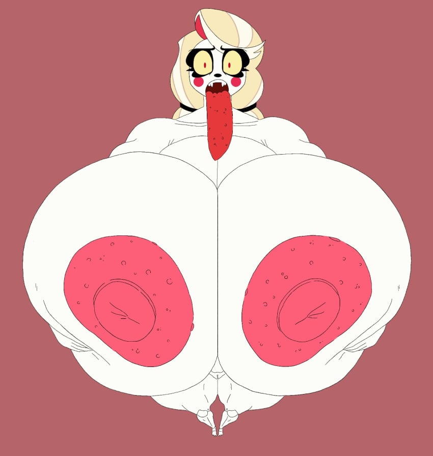 1girls areolae barefoot breasts charlie_morningstar_(hazbin_hotel) completely_nude completely_nude_female emzedits female female_only full_body hazbin_hotel huge_breasts hyper naked naked_female nipples nude nude_female open_mouth pussy solo solo_female standing tongue tongue_out