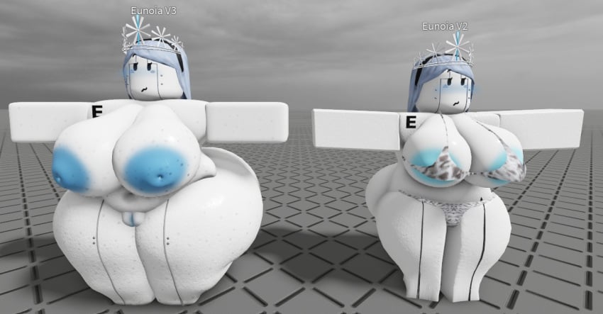 1girls 2girls 3d 3d_(artwork) alternate_version_available ass barefoot baronaces baseplate big_ass bikini completely_nude completely_nude_female dream_game eunoia female female_only front_view full_body huge_ass naked naked_female nude nude_female old_and_new roblox roblox_game roblox_studio robloxian solo solo_female updated voluptuous voluptuous_female