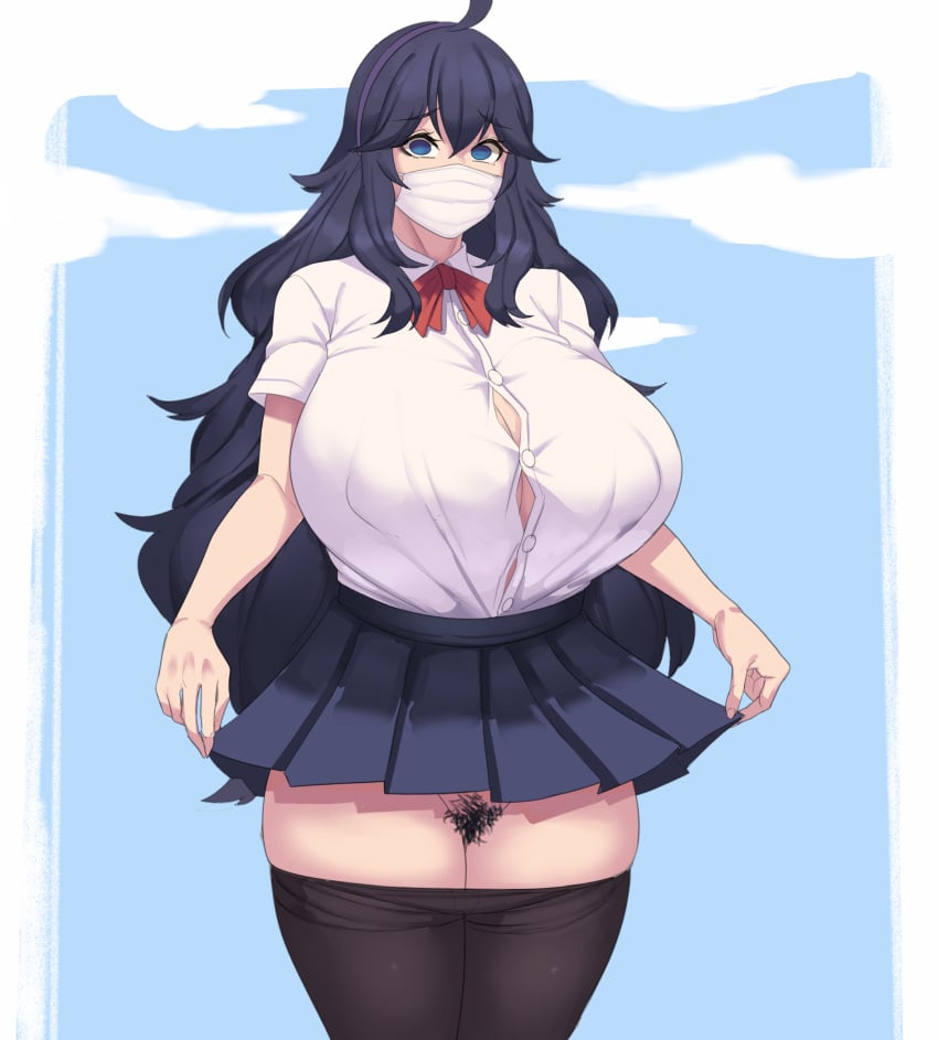 1girls alternate_breast_size ass barely_contained big_breasts black_hair breasts bursting_breasts button_gap clothed_female clothing curvy empty_eyes erect_nipples facewear female female_focus female_only flashing hairband hairy_pussy hands_up hex_maniac high_resolution highres huge_breasts human large_ass long_dress long_hair long_sleeves looking_at_viewer looking_back mask metal_owl nintendo nipple_bulge nipples nipples_visible_through_clothing no_bra no_panties nude open_mouth pale_skin pokemon pokemon_xy presenting pubic_hair purple_eyes purple_hair shirt skirt skirt_lift smile solo solo_female solo_focus tagme thick_thighs thighs tights two-tone_hair wide_hips