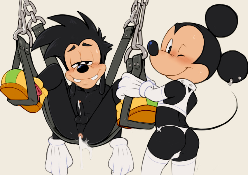 2boys anthro bondage canine cum_leaking dandi disney gay goof_troop lingerie male male/male male_only max_goof mickey_mouse penis rodent yaoi