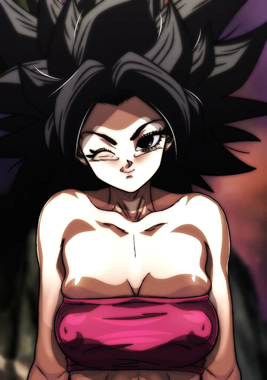 1girls abs biceps big_breasts black_eyes black_hair breast_press breasts caulifla cleavage crop_top deviantart dragon_ball dragon_ball_super exposed_shoulders fanart female female_focus female_on_top female_only female_solo huge_breasts looking_at_viewer looking_pleasured muscles muscular muscular_female nipple_bulge nipples nipples_visible_through_clothing nuggetmcfly pink_shirt pink_tubetop saiyan shiny shiny_breasts shiny_clothes shiny_hair shiny_skin shoulders smile smiling smiling_at_viewer smirk smirking solo solo_female solo_focus spiky_hair tagme tournament_of_power tube_top tubetop wink winking winking_at_viewer