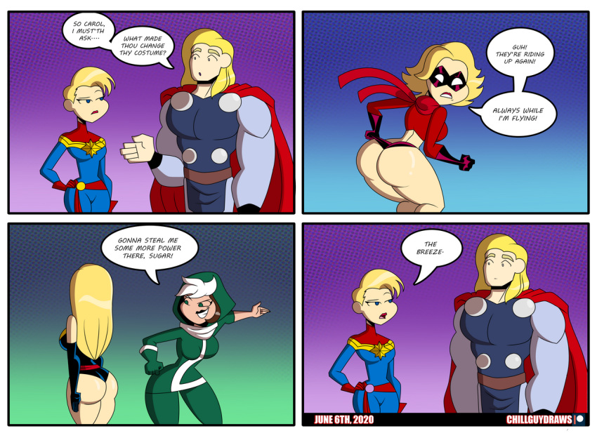 1boy 2020 2girls anna_marie apple_butt ass avengers big_ass big_breasts big_butt blonde_hair bubble_ass bubble_butt captain_marvel carol_danvers comedy dat_ass female frostbiteboi funny hourglass_figure huge_ass humor imminent_spanking large_ass long_hair male marvel ms._marvel ms._marvel_(carol_danvers) panel panels plump plump_ass rogue_(x-men) round_ass round_ears short_hair superhero superheroine tagme thick thick_ass thick_thighs thighs thor_(series) voluptuous waist wide_hips x-men