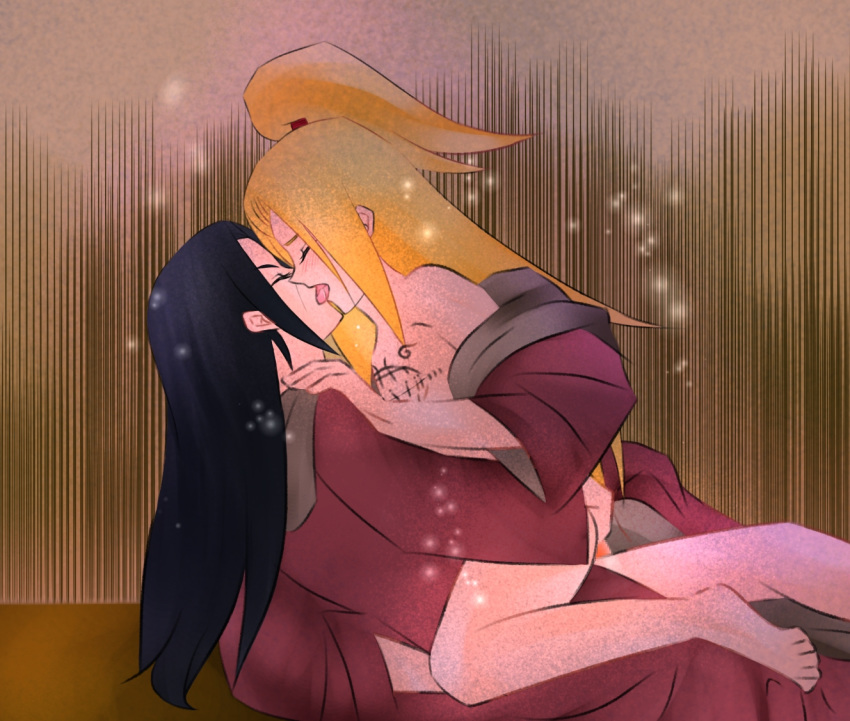 2boys anal ass_grab black_hair blonde_hair blush deidara kissing long_hair male multiple_boys naruto naruto_shippuden penis sex tagme tongue uchiha_itachi yaoi