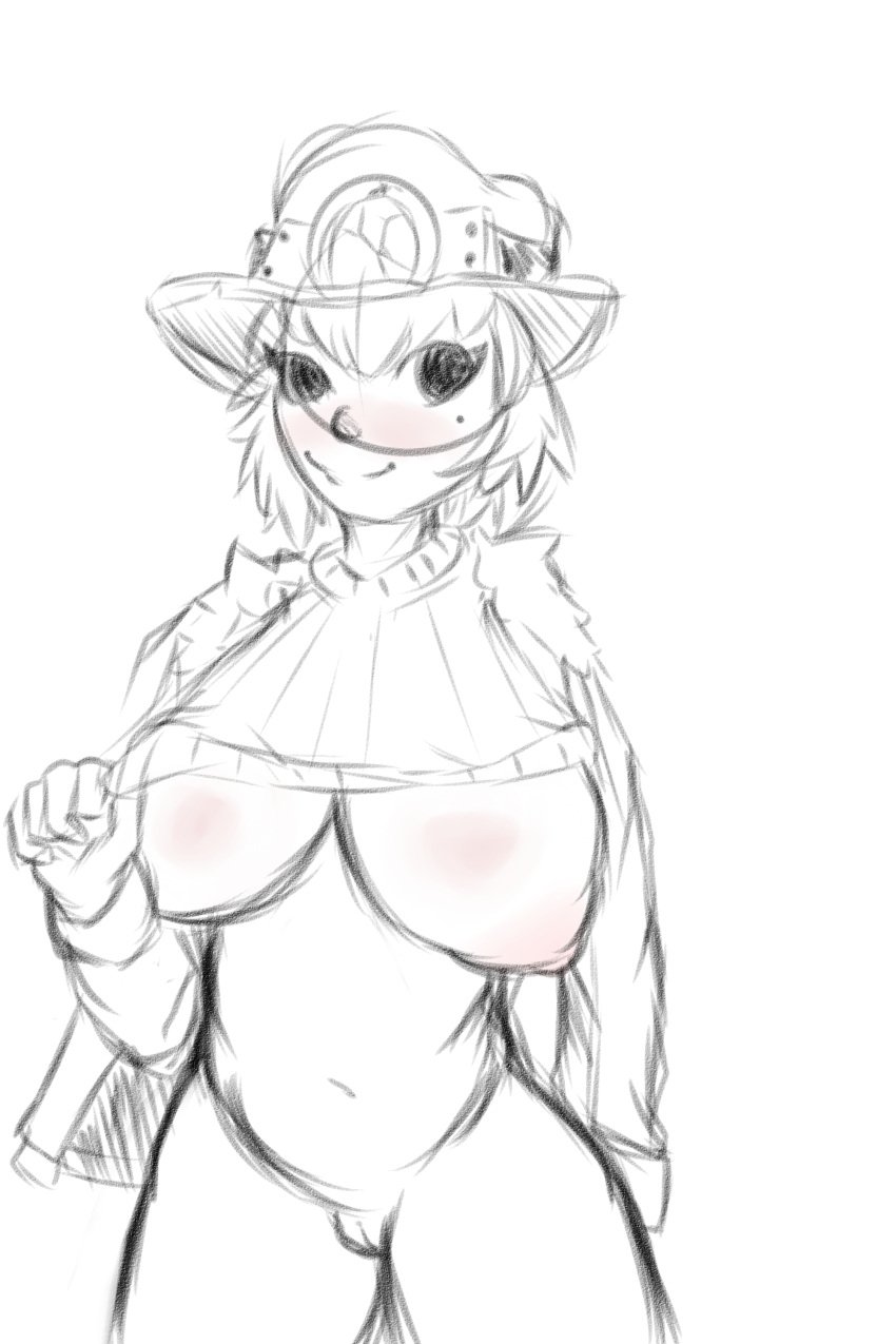 ana_spelunky big_breasts big_nipples female female_only lifting_shirt no_panties no_pants short_hair smiling spelunky spelunky_2