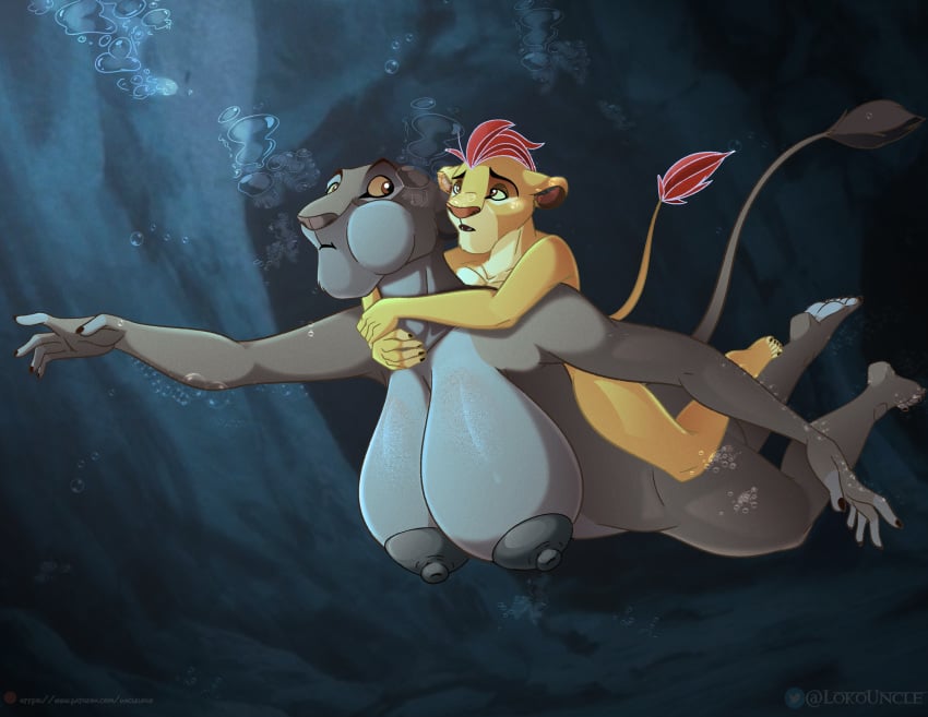 anthro barefoot big_breasts breasts cave cub disney drowning el-loko feet female freediving gilf grandmother_and_grandson holding_breath huge_breasts kion lion male milf nipples nude older_female piggyback puffed_cheeks sarabi skinny_dipping swimming the_lion_guard the_lion_king underwater voluptuous what young younger_male