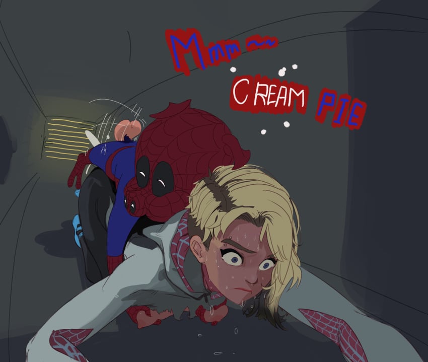 1boy 1girls ambiguous_penetration angry areolae balls bestiality blonde_hair blue_eyes breasts costume creampie cum cum_drip cum_in_pussy cum_inside cumshot ejaculation erect_nipples eyebrow_piercing female femsub gwen_stacy gwen_stacy_(spider-verse) hoodie huge_cock human in_vent interspecies large_balls male maledom marvel mask nipples penis peter_porker pig polyle rape sad scared sex small_breasts spider-gwen spider-ham spider-man:_into_the_spider-verse spider-man_(series) straight sweat sweatdrop sweating testicles top-down_bottom-up upset vent vent_sex wide_eyed zoophilia