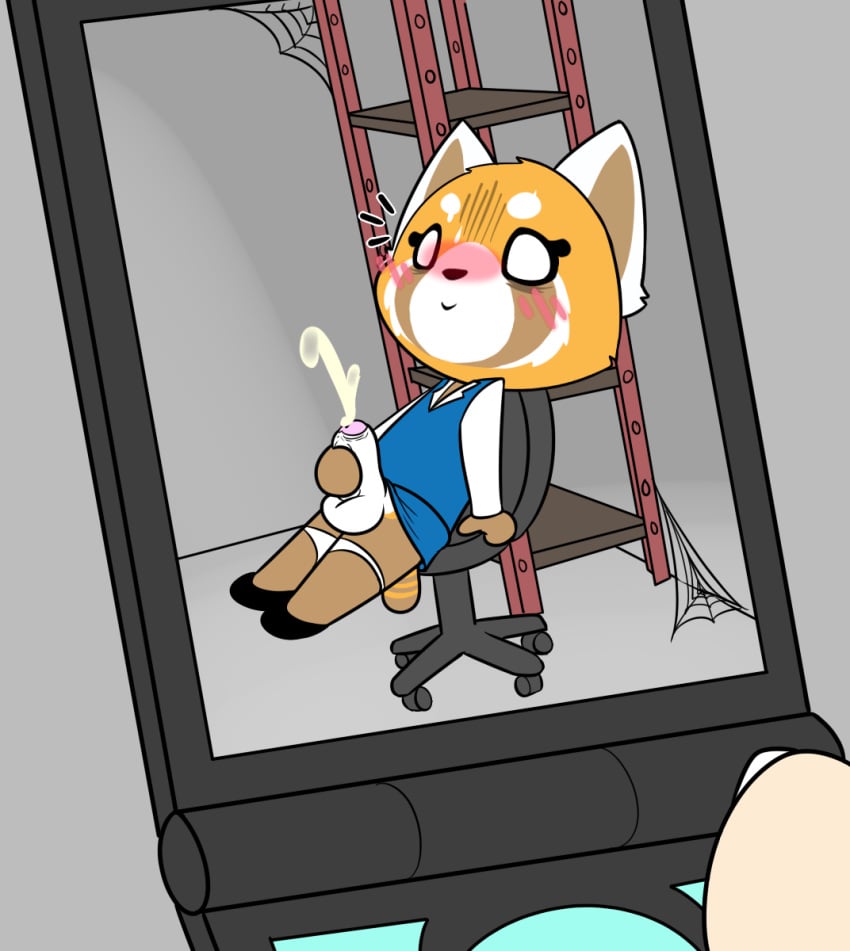 1futa aggressive_retsuko ailurid alator_(artist) anthro blush bodily_fluids bottomwear caught caught_in_the_act caught_masturbating chair cum ejaculation erection flats footwear foreskin fur furniture furry futanari genital_fluids genitals glans highres humanoid_genitalia humanoid_penis indoors mammal masturbation multicolored_body multicolored_fur office_chair office_futa open_mouth orange_body orange_fur panties panties_down partially_retracted_foreskin penis phone raised_clothing raised_skirt red_panda retsuko sanrio simple_eyes sitting sitting_on_chair skirt smile smooth_fur solo testicles topwear two_tone_body two_tone_fur uncut underwear underwear_down