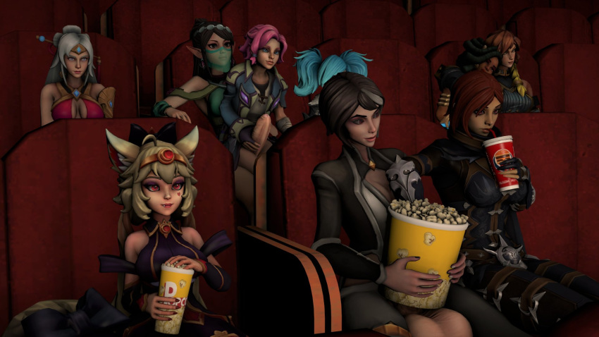 2futas 3d 6+girls 7girls arynashryver big_breasts black_hair blue_hair brown_hair cassie_(paladins) cleavage evie_(paladins) female female_focus furia_(paladins) futanari imani_(paladins) io_(paladins) lian_(paladins) maeve_(paladins) movie_theater multiple_females multiple_futa multiple_girls night_bane_cassie paladins penis_in_popcorn_bucket pink_hair red_eyes sexually_suggestive sfm silvertongue_vivian sitting sitting_on_chair sitting_on_person source_filmmaker stellar_protector_io theater two_tone_hair unaware vivian_(paladins) white_hair ying_(paladins)