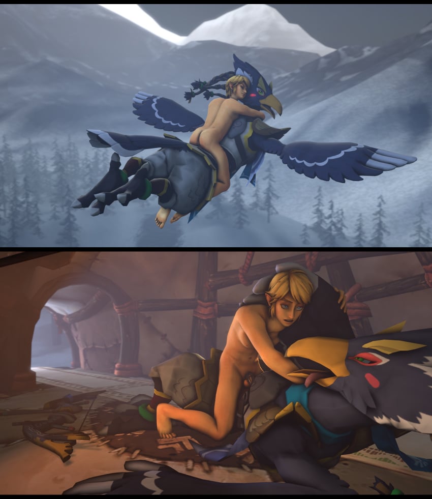 3d anal anal_penetration anal_sex anthro anthro_penetrated avian bareback beak black_bars breath_of_the_wild chastity_cage chastity_device duo gay hi_res humanoid humanoid_on_anthro humanoid_penetrating_anthro hylian letterbox link male male/male male_chastity_device male_penetrated male_penetrating male_penetrating_male nintendo penetration penis_in_ass revali rito source_filmmaker stormrider the_legend_of_zelda video_games