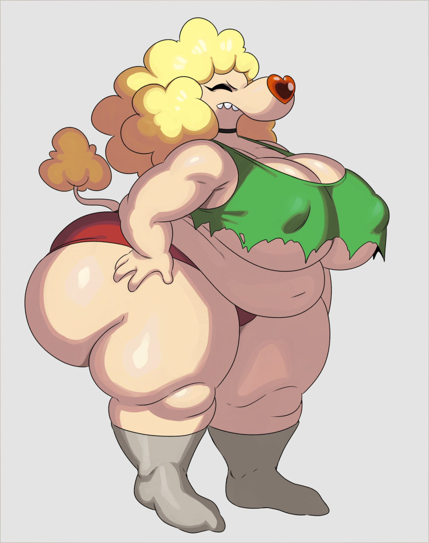 1girls 2020 anthro big_ass big_breasts big_butt blonde_hair bottom_heavy breasts bubble_ass bubble_butt canine catdog_(franchise) catdog_(series) chubby chubby_female cleavage closed_eyes dat_ass fat fur furry furry_tail gigantic_ass hand_on_hip large_ass large_breasts long_hair nickelodeon nipples nipples_visible_through_clothing poodle shriek_dubois solo solo_female sssonic2 tail thick_ass thigh_highs thighs underwear white_background white_fur yellow_hair