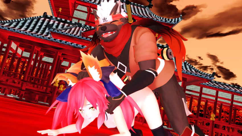 16:9 1boy 1girls 3d accessory all_fours ambiguous_penetration animal_humanoid anthro anthro_penetrating anthro_penetrating_humanoid balls big_breasts blush breasts canid canid_humanoid canine canine_humanoid canis caster_tamamo-no-mae clothed clothing doggy_style domestic_dog duo fate_(series) female female_on_anthro female_penetrated fox_humanoid from_behind_position genitals hair headband hi_res humanoid humanoid_on_anthro humanoid_penetrated male male/female male_anthro male_penetrating male_penetrating_female malicekira mammal mammal_humanoid ninja penetration penis pink_hair sex straight tadatomo tamamo_no_mae_(fate) tokyo_afterschool_summoners video_games warrior widescreen yellow_eyes