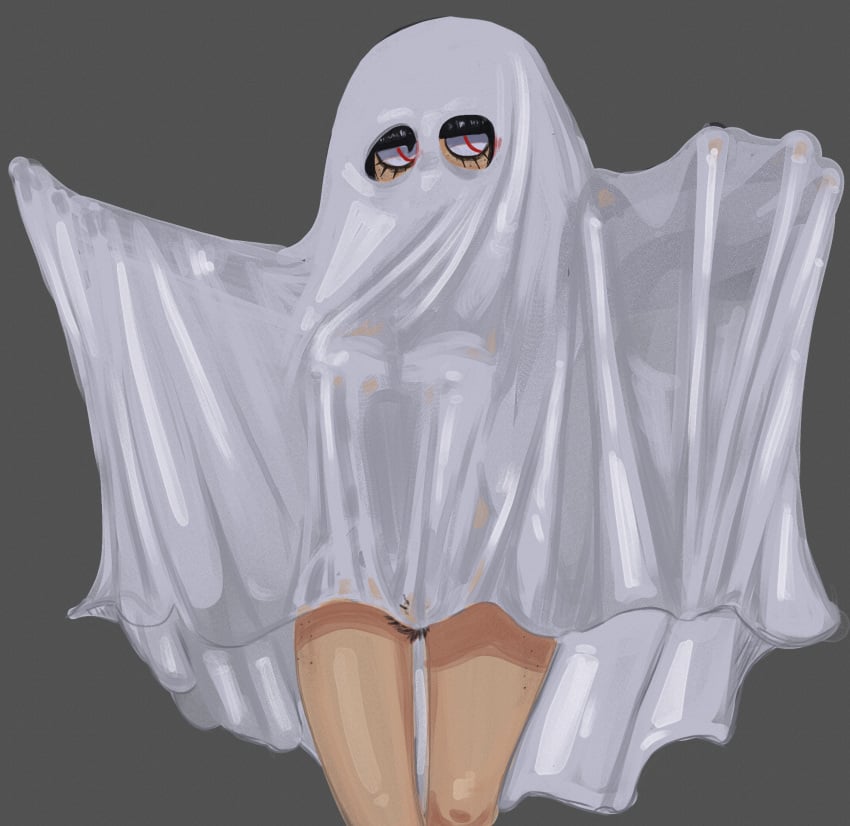 brialzebubbie freckles ghost_costume needlemouse_(series) pubic_hair sarah_henderson_(needlemouse) sheet_ghost sp4gh3tt1_(artist) tan_skin