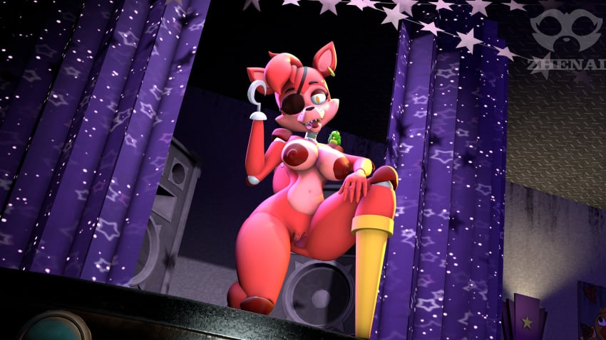 animatronic eye_patch five_nights_at_freddy's freddy_fazbear's_pizzeria_simulator furry hook_hand nude pegleg pirate pussy pussy_juice rockstar_foxy smiling smiling_at_viewer