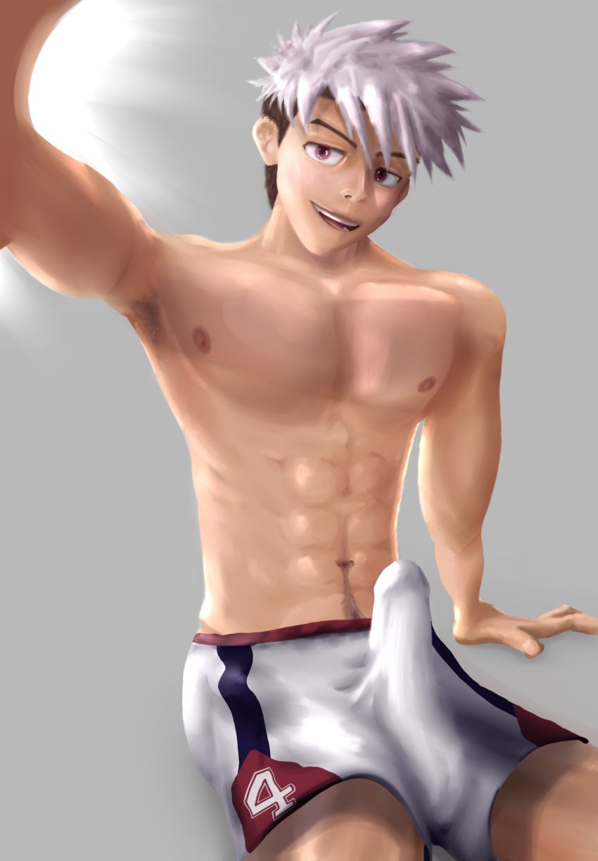 erection gay gray_hair jock_studio no_shirt volleyball volleyball_uniform