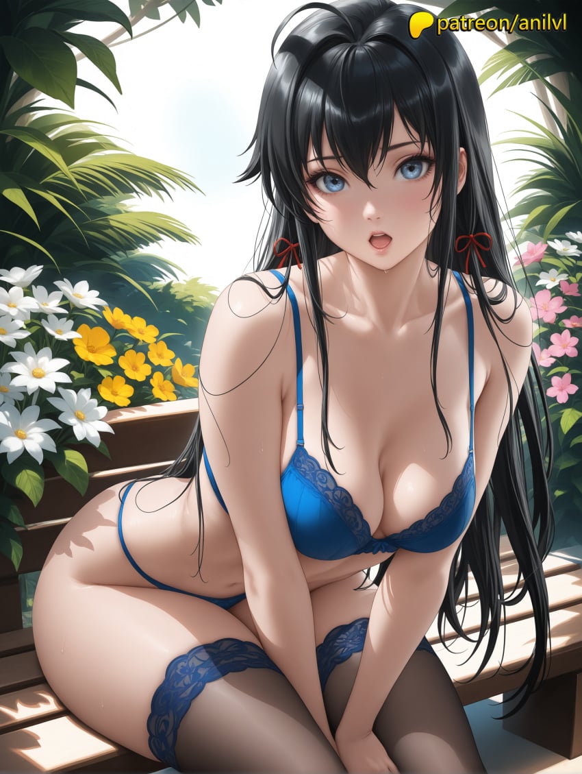 1girls 2024 ai ai_assisted ai_generated anilvl anime anime_girl anime_style artist_name average_breasts bamboo bangs between_legs big_breasts big_chest black_hair black_legwear blue_bra blue_eyes blue_panties bouquet bra branch breast breasts bust busty cactus chest cleavage collarbone couch dandelion female floral_background flower flower_pot garden grass hair_between_eyes hair_ribbon hand_between_legs hi_res high_quality high_resolution highres holding_flower indoors lace lace-trimmed_bra lace_trim large_breasts leaf lily_(flower) lily_of_the_valley lily_pad long_hair looking_at_viewer lotus medium_boobs medium_breasts my_teen_romantic_comedy_snafu navel normal_boobs normal_breasts open_mouth orange_flower palm_leaf palm_tree panties patreon patreon_username pink_flower plant potted_plant red_ribbon ribbon sidelocks sitting solo stable_diffusion sunflower tanzaku thighhighs thighs tulip underwear underwear_only vase vines watering_can watermark white_flower white_rose yellow_flower yukinoshita_yukino