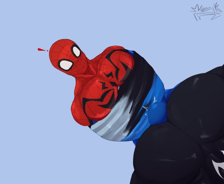 ! 2boys ass ass_focus bara big_ass big_butt big_pecs black_body bodysuit bondage bubble_ass bubble_butt butt_focus eddie_brock erect_penis erection gay lying lying_on_back male male/male male_only marvel marvel_rivals mireikiphanie muscles muscular muscular_male pecs penis_between_ass penis_under_clothes red_bodysuit rope_bondage simple_background size_difference skinsuit spider-man spider-man_(marvel_rivals) venom venom_(marvel) venom_(marvel_rivals)