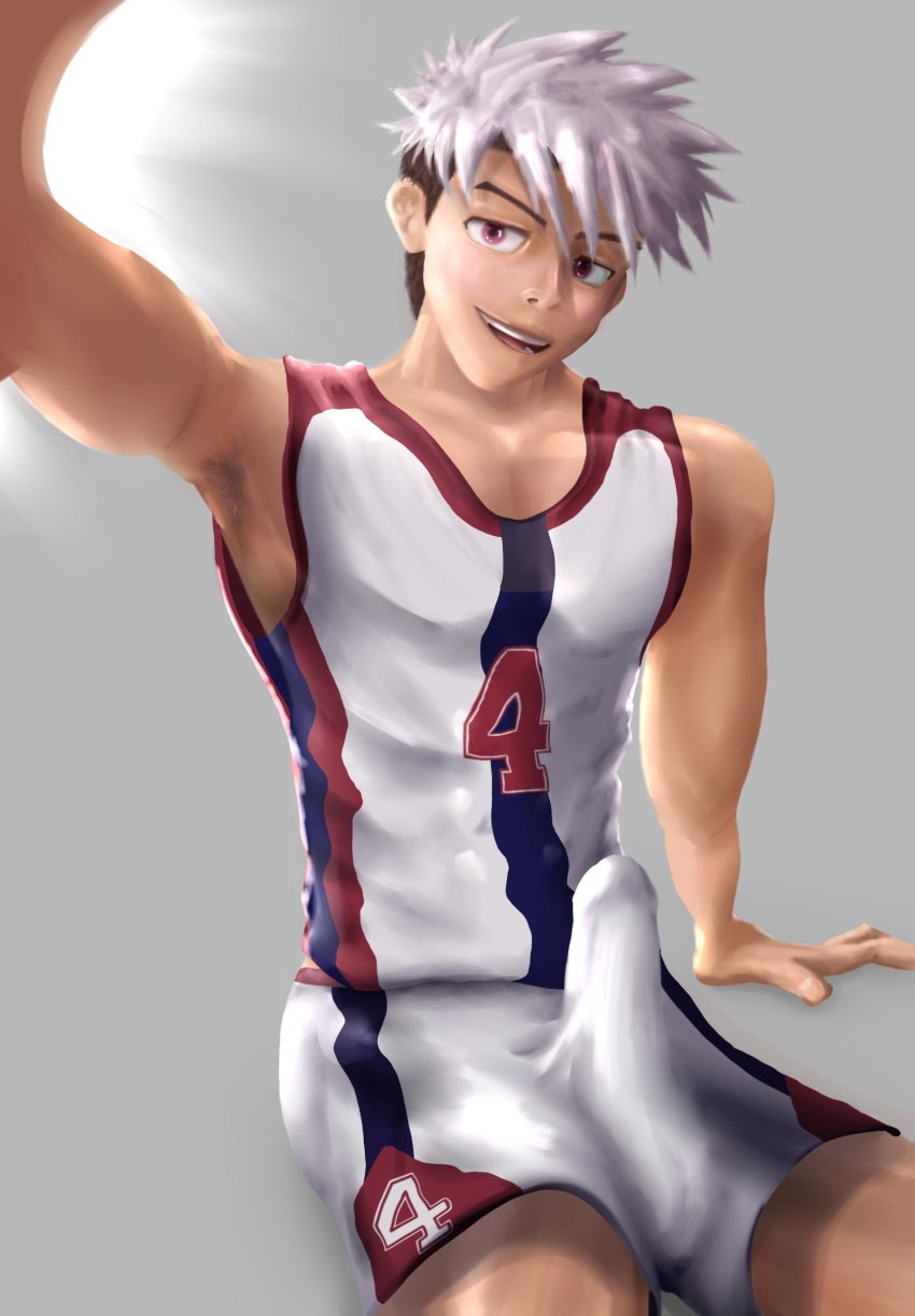 erection fully_clothed gay gray_hair jock_studio volleyball volleyball_uniform