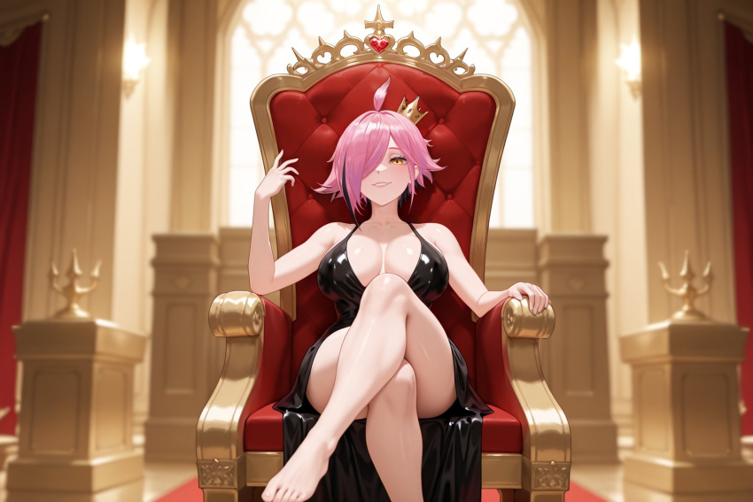 ai_generated ass big_ass big_breasts black_dress breasts female female_only juninholara21 legs_crossed neneefthy pink_hair solo solo_female thick_ass thick_thighs thighs twitch twitch.tv twitter youtube youtube_hispanic youtuber