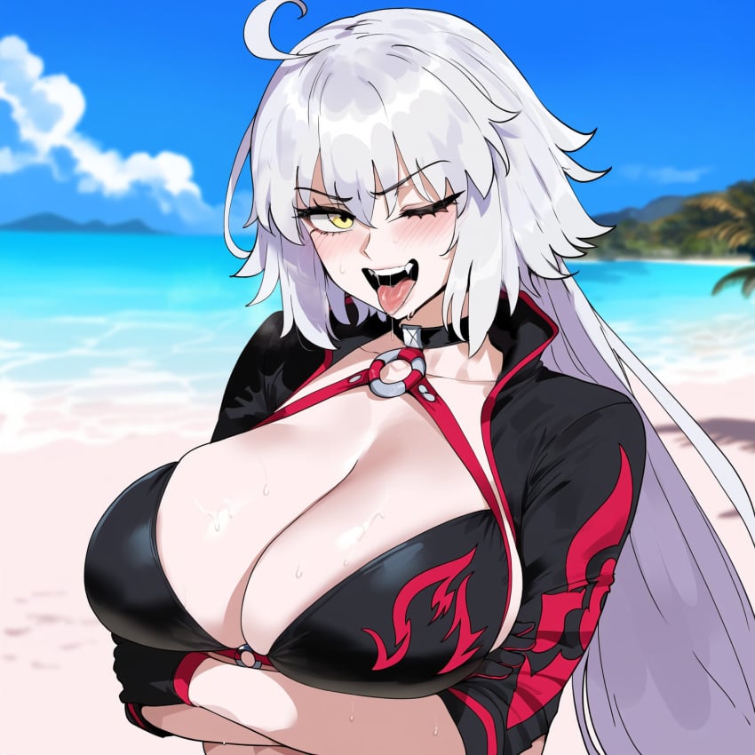 1girls ai_generated creamy_ai fate/grand_order fate_(series) female jeanne_alter light-skinned_female light_skin tagme white_hair