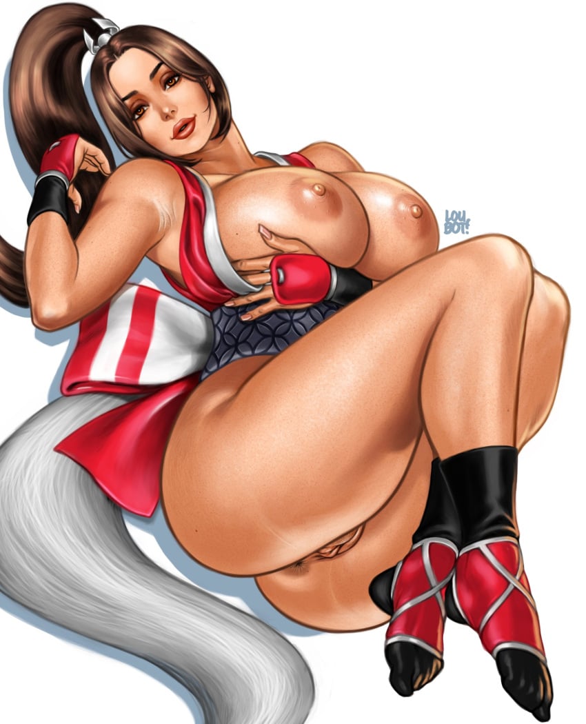 2d anus areolae armpits artist_signature ass big_ass big_breasts breasts breasts_out brown_eyes brown_hair bubble_butt busty eyeliner eyeshadow fatal_fury female female_focus female_only flashing flashing_breasts going_commando hourglass_figure king_of_fighters kunoichi labia large_breasts lipstick long_hair loubotix mai_shiranui makeup mascara ninja nipples no_panties pinup pinup_pose ponytail pose posing pubic_stubble pussy snk tagme tunic vagina wide_hips